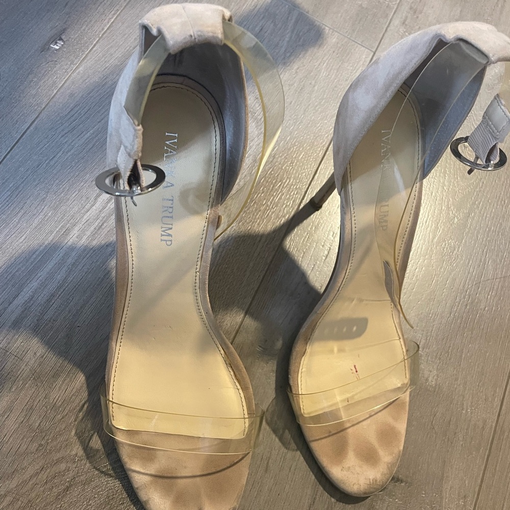 Clear/ beige heels